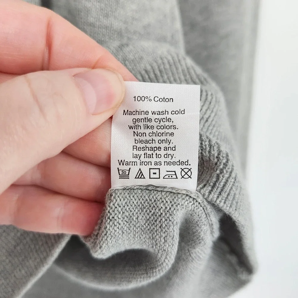 J. Crew Grey Cotton 1/4 Zip‎ Mock Neck Sweater Mens Large Preppy Classic Weekend